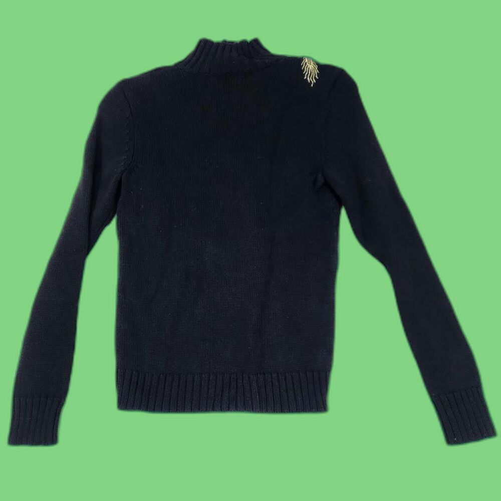 Lauren Ralph Lauren Women's Black Sweater with Gold Embroidery Size P-Small - Picture 8 of 8